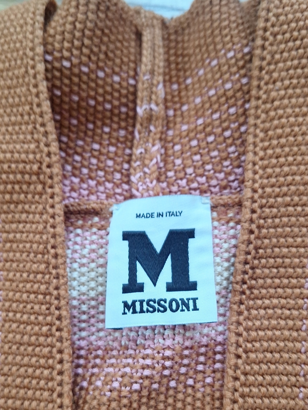 Missoni Pink and Tan Striped Open-Front Short Sleee Knit Cardigan L/XL - Picture 4 of 4